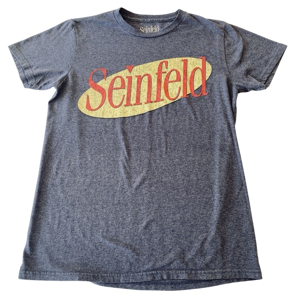 Seinfeld Mens Graphic T-Shirt Small‎ Heather Navy Blue Short Sleeve TV Show Logo